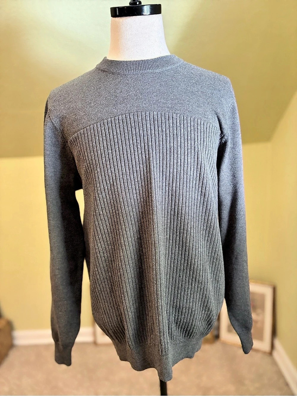 Duluth Trading Co. Gray Ribbed Merino Blend Crewneck Pullover Sweater - Size L